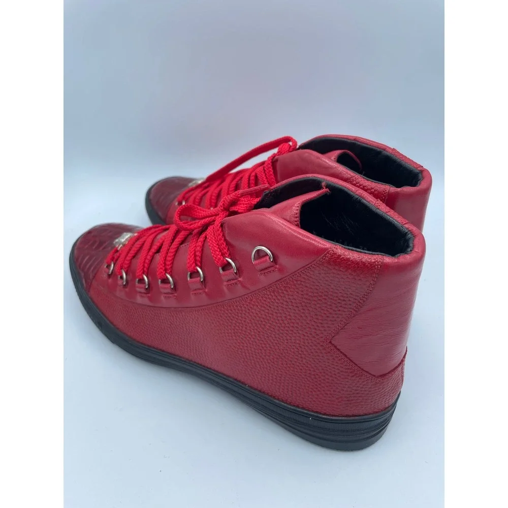 Belvedere Angelo Mens Red Crocodile Calf Leather High Top‎ Sneakers Sz 8 RARE